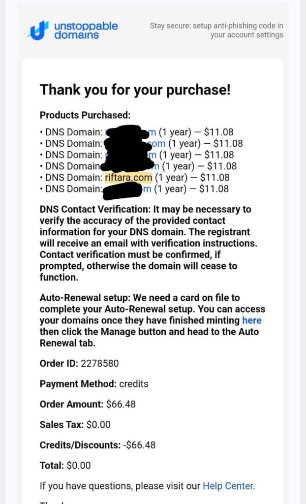 Riftara.com was purchased for $0 under UD referral promotion.