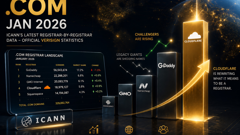Who Controls .COM? January 2026 Registrar Rankings Reveal a Shifting Landscape